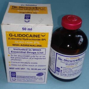 Gonoshasthaya G-Lidocaine & Adrenaline Injection 2% – 50mL (Multiple Dose Vail)
