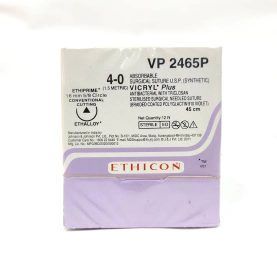 Ethicon | Vicryl Plus Sutures: USP 4-0, 1/2 Circle Round Body